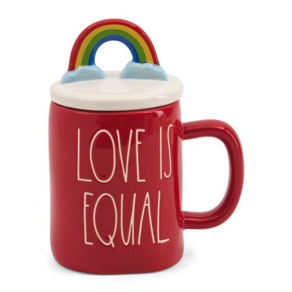 Rae Dunn Other - Rae Dunn Love Is Equal Red Mug With Figural Rainbow Topper Pride NEW